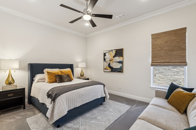 32 Katie Ln, Trophy Club, TX 76262 - carpeted bedroom with baseboards, crown molding, recessed lighting, and a ceiling fan