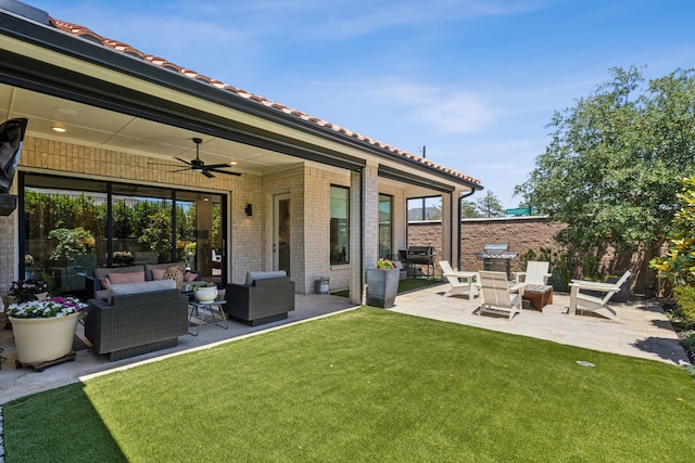 32 Katie Ln, Trophy Club, TX 76262 - view of patio featuring ceiling fan and an outdoor living space