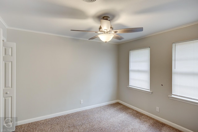 732 Camilla Dr, Shreveport, LA 71104 - carpeted spare room featuring ceiling fan, ornamental molding, and baseboards
