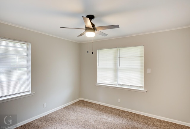 732 Camilla Dr, Shreveport, LA 71104 - carpeted spare room with ceiling fan, plenty of natural light, ornamental molding, and baseboards