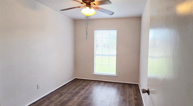 510 E Stone Cir, Wylie, TX 75098 - spare room with a ceiling fan, dark wood-type flooring, and baseboards