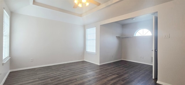 510 E Stone Cir, Wylie, TX 75098 - spare room with dark wood-style floors, ceiling fan, and baseboards