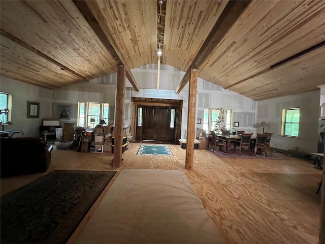 18637 Fm 17, Canton, TX 75103 - foyer featuring high vaulted ceiling and wood ceiling with exposed beams