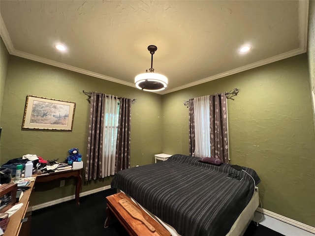 18637 Fm 17, Canton, TX 75103 - carpeted bedroom with ornamental molding, baseboards, and recessed lighting