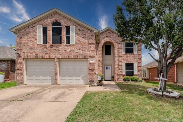 910 Glenbrook Dr, Grand Prairie, TX 75052 - traditional-style home featuring an attached garage, concrete driveway, brick siding, and a front yard