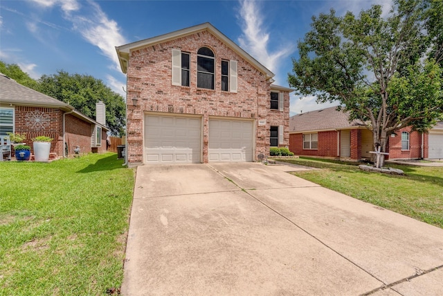 910 Glenbrook Dr, Grand Prairie, TX 75052 - traditional-style house with brick siding, driveway, an attached garage, and a front lawn