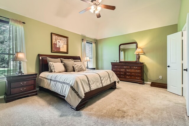 8633 Shadow Trace Dr, Fort Worth, TX 76244 - bedroom featuring carpet floors, baseboards, vaulted ceiling, and ceiling fan
