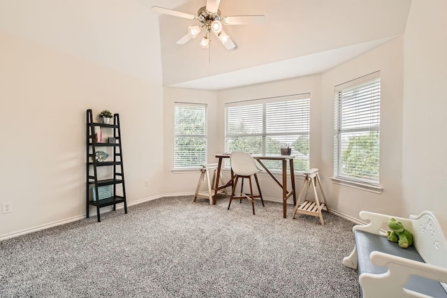8633 Shadow Trace Dr, Fort Worth, TX 76244 - game room with carpet flooring, baseboards, and ceiling fan