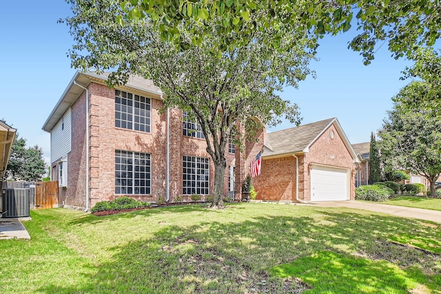 8633 Shadow Trace Dr, Fort Worth, TX 76244 - view of front of home with brick siding, central air condition unit, concrete driveway, and an attached garage