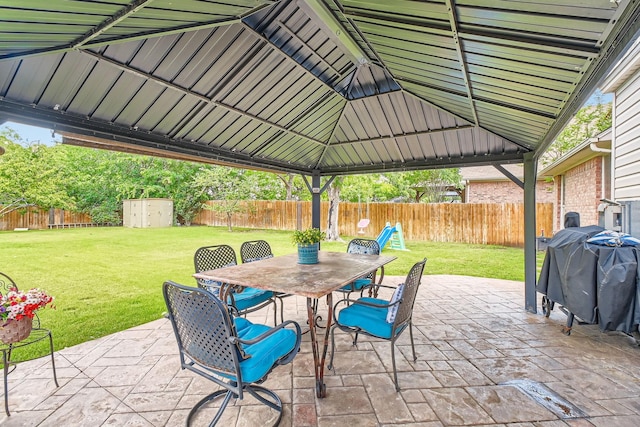 8633 Shadow Trace Dr, Fort Worth, TX 76244 - view of patio / terrace with a gazebo, outdoor dining area, and grilling area