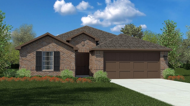 857 Cedarbrook, Fort Worth, TX 76131 - french provincial home with brick siding, an attached garage, concrete driveway, and a front yard