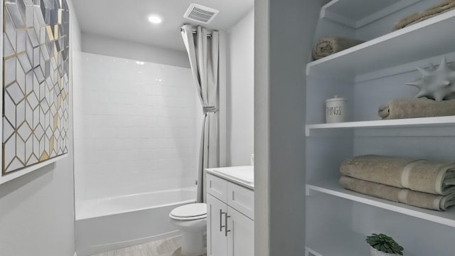 857 Cedarbrook, Fort Worth, TX 76131 - bathroom with vanity, shower / bath combo, and toilet