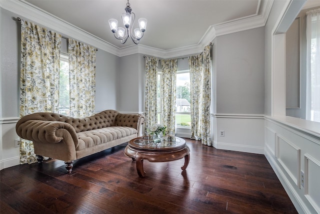4113 Southwood E, Colleyville, TX 76034 - sitting room featuring crown molding, a chandelier, and wood finished floors
