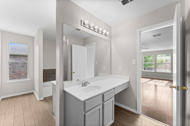 1817 Cedarbriar Dr, Mesquite, TX 75181 - bathroom with wood finished floors, vanity, and baseboards