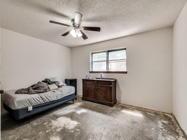 809 S Ridgeway Dr, Cleburne, TX 76033 - bedroom with a textured ceiling and a ceiling fan