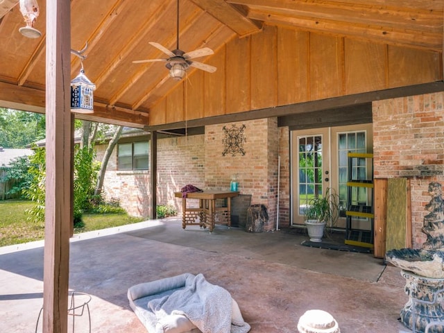 809 S Ridgeway Dr, Cleburne, TX 76033 - view of patio / terrace featuring a ceiling fan and french doors