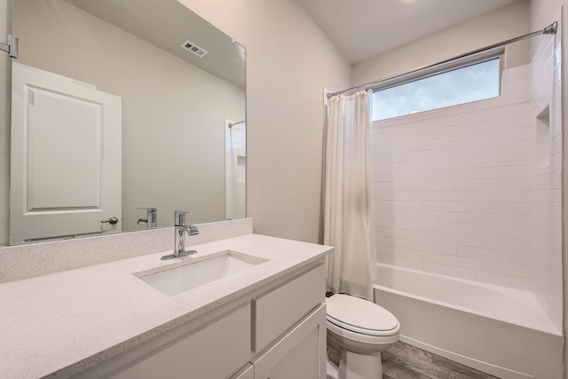 14613 Bootes Dr, Haslet, TX 76052 - full bath with toilet, vanity, shower / tub combo, and wood finished floors