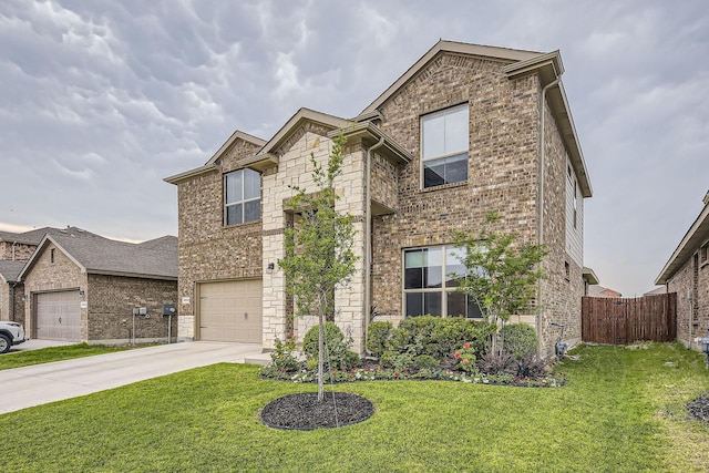 14613 Bootes Dr, Haslet, TX 76052 - view of front of house featuring concrete driveway, brick siding, an attached garage, and stone siding