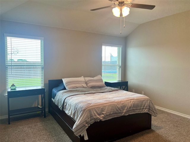 6413 Tudor Pl, Celina, TX 76227 - carpeted bedroom featuring vaulted ceiling, baseboards, and a ceiling fan