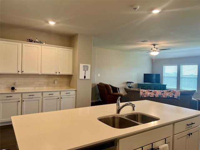 6413 Tudor Pl, Celina, TX 76227 - kitchen with a sink, open floor plan, light countertops, and recessed lighting