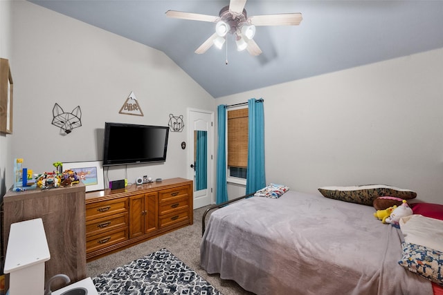 1711 Sage Dr, Midlothian, TX 76065 - carpeted bedroom featuring lofted ceiling and ceiling fan