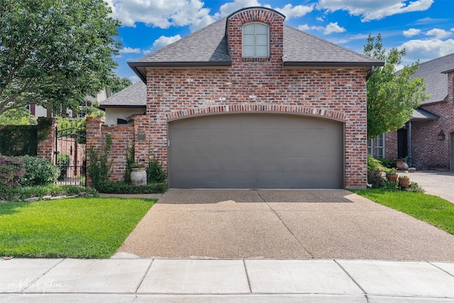 145 Carondelet Ct, Bossier City, LA 71111 - french country home featuring roof with shingles, driveway, and brick siding