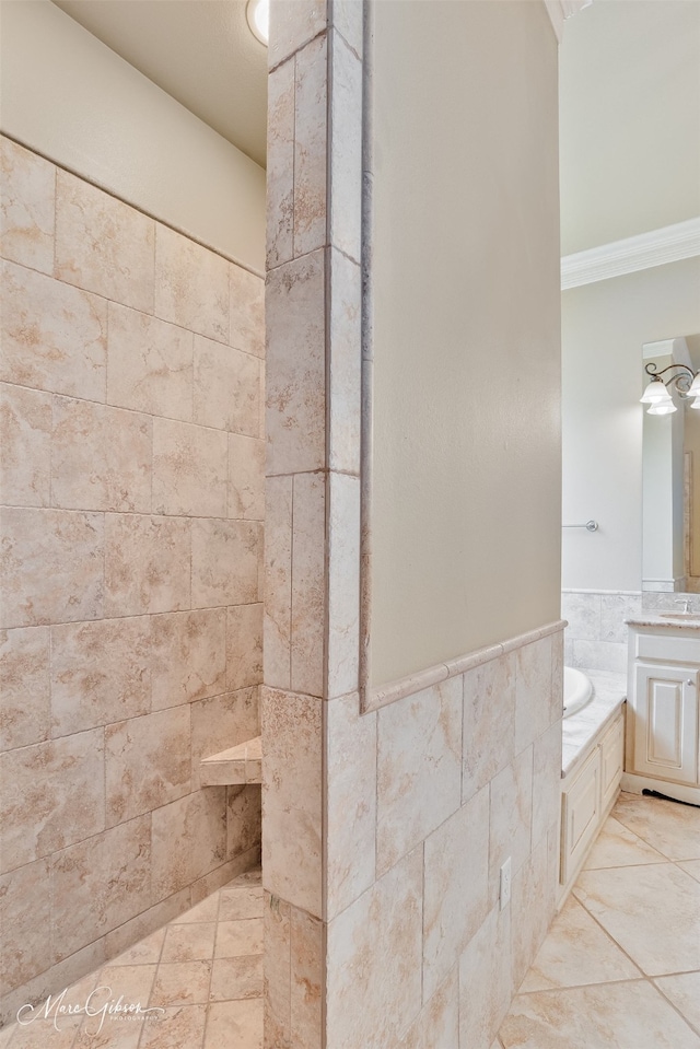 145 Carondelet Ct, Bossier City, LA 71111 - bathroom with crown molding, vanity, and a bath
