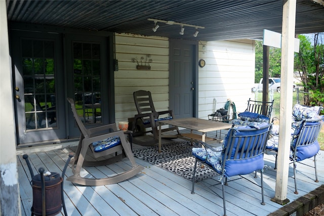 2204 13th St, Brownwood, TX 76801 - wooden terrace featuring a ceiling fan