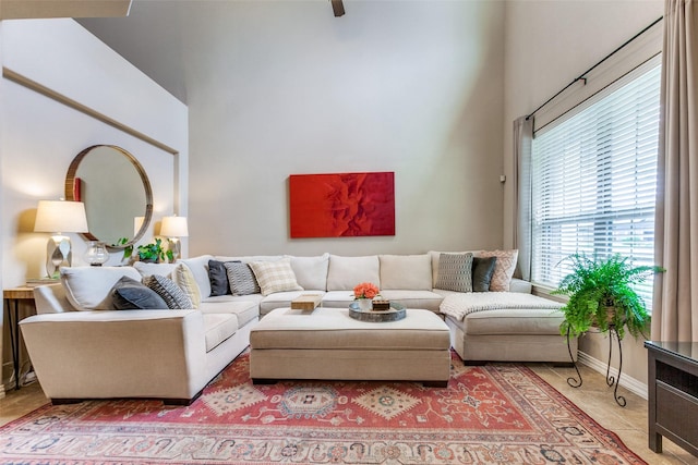 544 S Greenville Ave, Richardson, TX 75081 - living room with a towering ceiling and baseboards