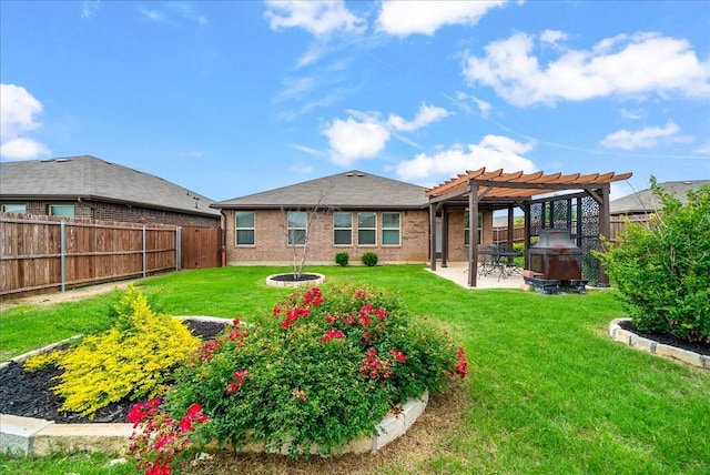 609 Autumn Ave, Justin, TX 76247 - rear view of house with a pergola, a patio, and a fire pit