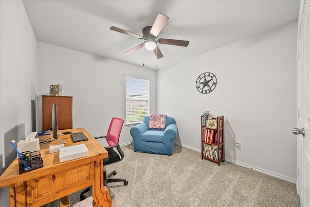 609 Autumn Ave, Justin, TX 76247 - carpeted office featuring ceiling fan and baseboards