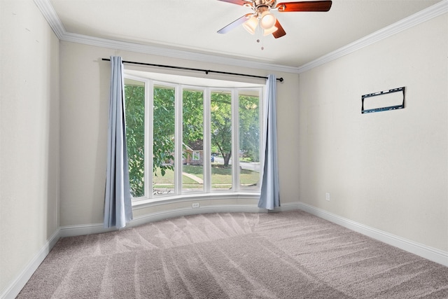 3806 Rainier St, Irving, TX 75062 - unfurnished room featuring carpet floors, ceiling fan, crown molding, and baseboards