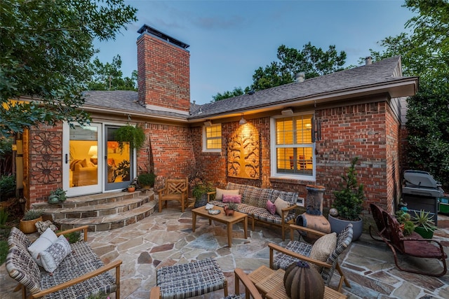 704 Winchester Dr, Richardson, TX 75080 - view of patio with entry steps, an outdoor hangout area, and grilling area