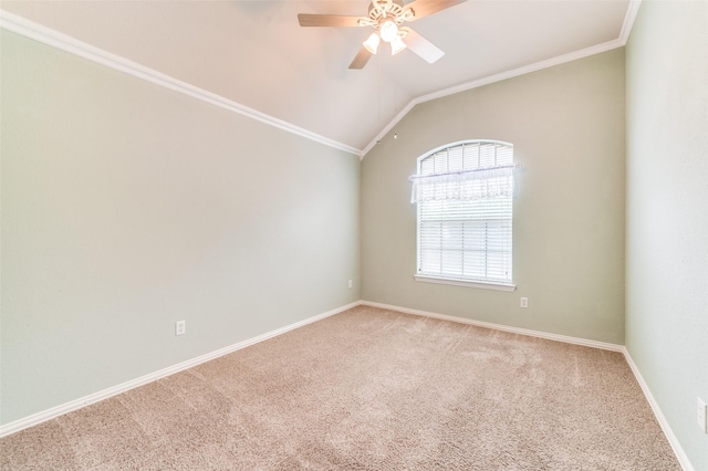 201 Barkley Dr, Hickory Creek, TX 75065 - unfurnished room with carpet, ceiling fan, crown molding, lofted ceiling, and baseboards