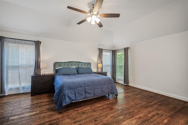 2145 Tartan Trl, Highland Village, TX 75077 - bedroom featuring wood finished floors, vaulted ceiling, ceiling fan, and baseboards
