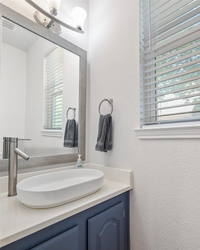 2145 Tartan Trl, Highland Village, TX 75077 - bathroom featuring vanity and a textured wall