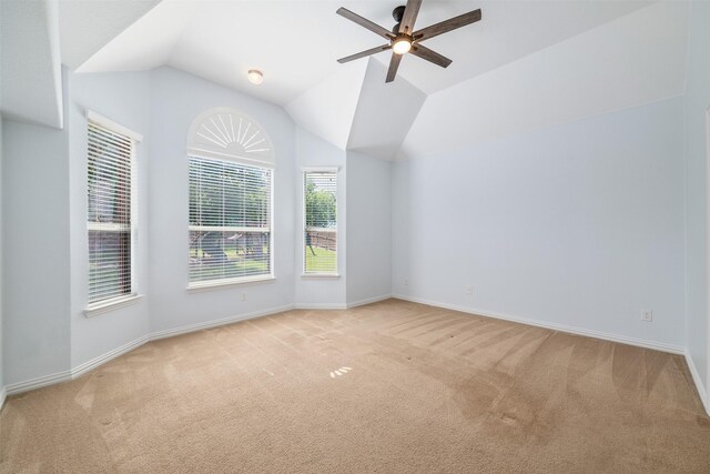 459 Bristol St, Roanoke, TX 76262 - unfurnished room with carpet floors, a ceiling fan, vaulted ceiling, and baseboards