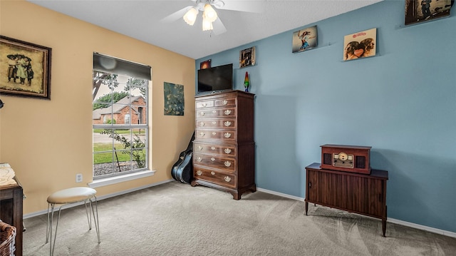 103 Shannon Dr, Allen, TX 75002 - sitting room featuring healthy amount of natural light, a ceiling fan, carpet, and baseboards