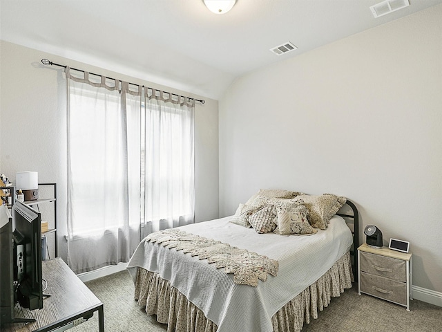 9713 Excursion Dr, Little Elm, TX 75068 - carpeted bedroom with lofted ceiling and baseboards