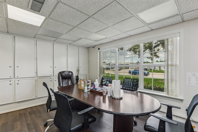 745 Buckner Blvd, Dallas, TX 75218 - office area with a paneled ceiling, plenty of natural light, and dark wood finished floors