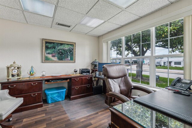 745 Buckner Blvd, Dallas, TX 75218 - office with dark wood-style flooring and a drop ceiling