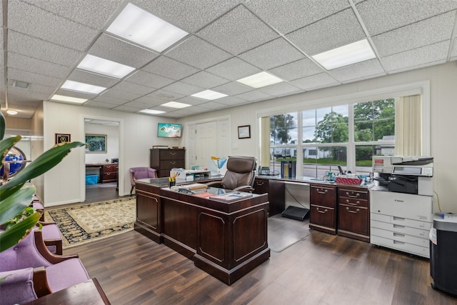 745 Buckner Blvd, Dallas, TX 75218 - office featuring dark wood finished floors and a drop ceiling