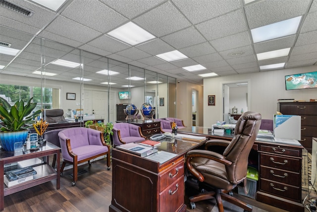 745 Buckner Blvd, Dallas, TX 75218 - office with dark wood-style flooring and a paneled ceiling