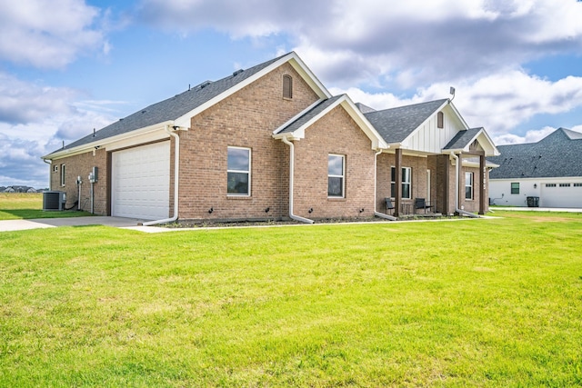 5185 Fox Trot Ln, Caddo Mills, TX 75135 - view of front of house featuring cooling unit, driveway, brick siding, and a garage