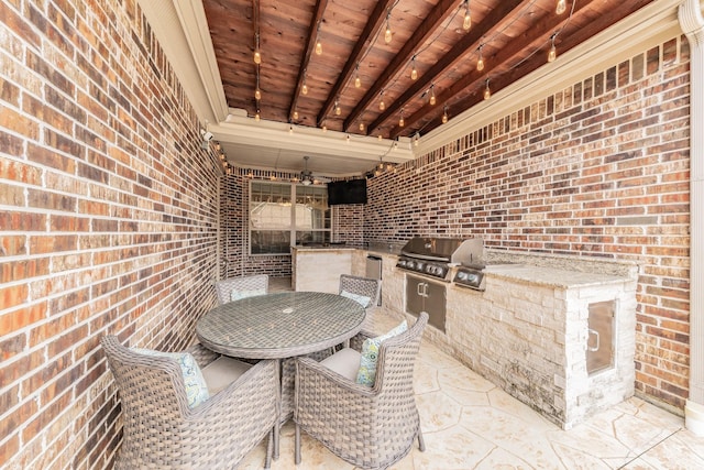 2117 Torin St, Lewisville, TX 75056 - view of patio / terrace featuring outdoor dining area and a ceiling fan