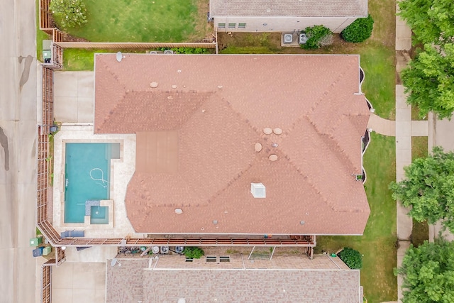 2117 Torin St, Lewisville, TX 75056 - view from above of property with a pool