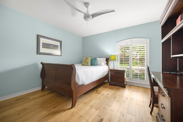 15810 Ranchita Dr, Dallas, TX 75248 - bedroom featuring light wood-style floors, ceiling fan, and baseboards