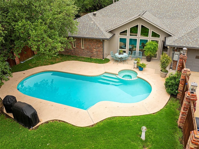 15810 Ranchita Dr, Dallas, TX 75248 - view of pool featuring stairs, a patio, and a pool with connected hot tub