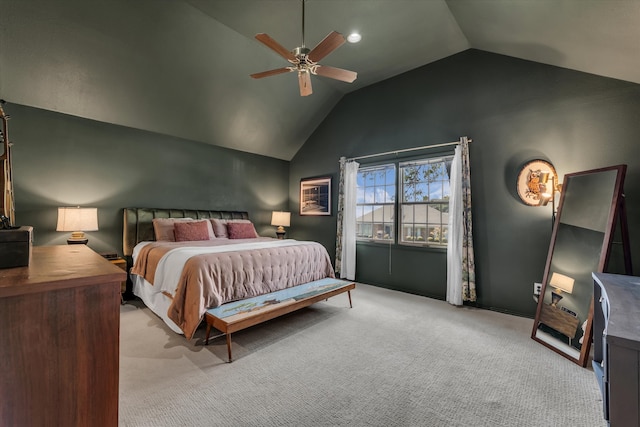13734 Riverview Dr, Woodway, TX 76712 - carpeted bedroom featuring lofted ceiling and ceiling fan