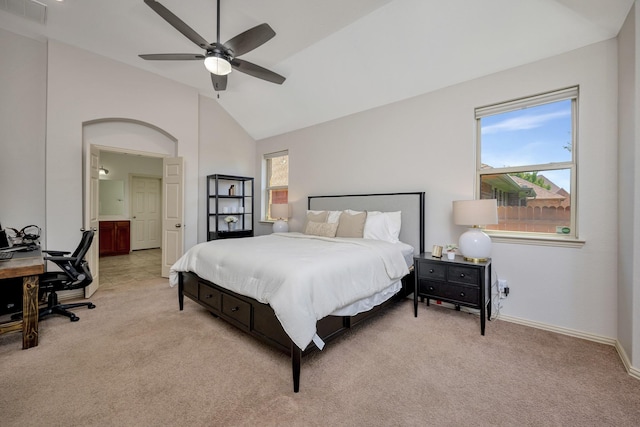 3532 Gallant Trl, Fort Worth, TX 76244 - bedroom with light carpet, multiple windows, baseboards, an office area, and high vaulted ceiling